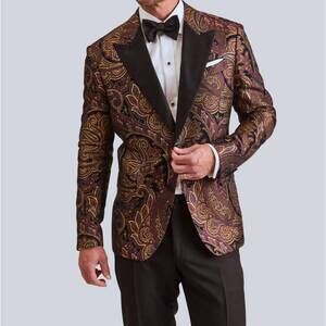 NEW ETRO paisley jacquard brocade dinner jacket in gold multi